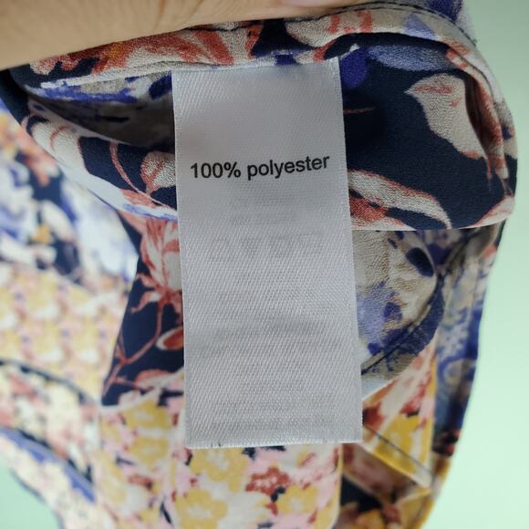 Maurices Womens Navy Blue Floral Print Open Front Kimono Size One Size - Picture 5 of 6